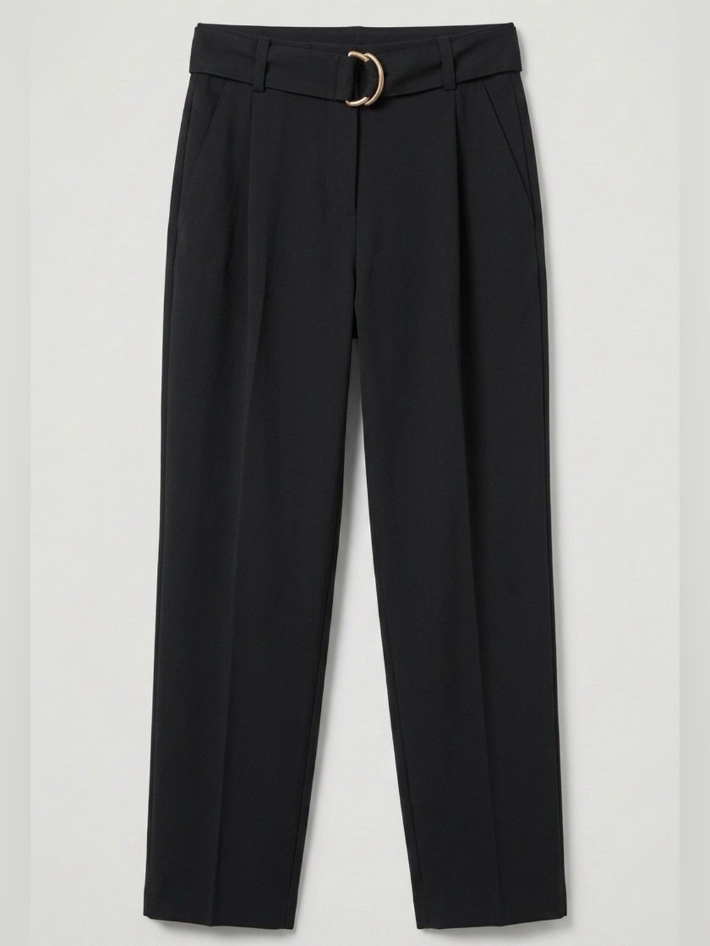 Vince Black Wide Leg Trousers Sz 8 Horn D-Ring Belt Detail